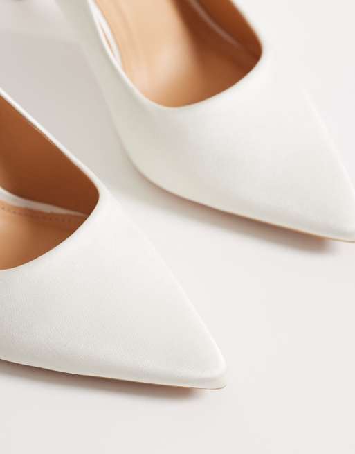 SEQWL Petunia heeled pumps in white satin, 4 of 4