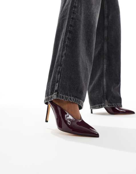 SEQWL Petunia high vamp court shoes in burgundy - view 1