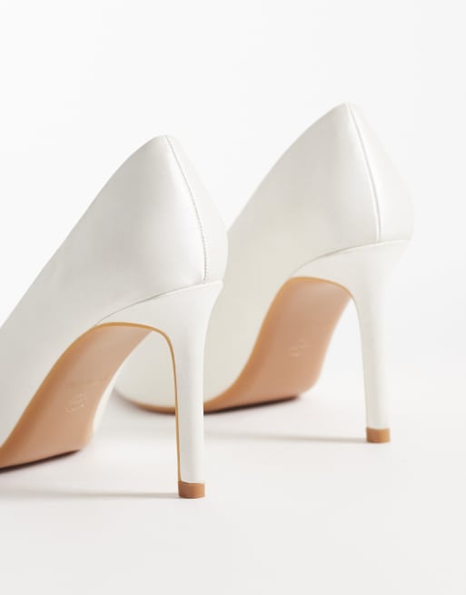 SEQWL – Petunia – Vita högklackade pumps i satin, 3 av 4
