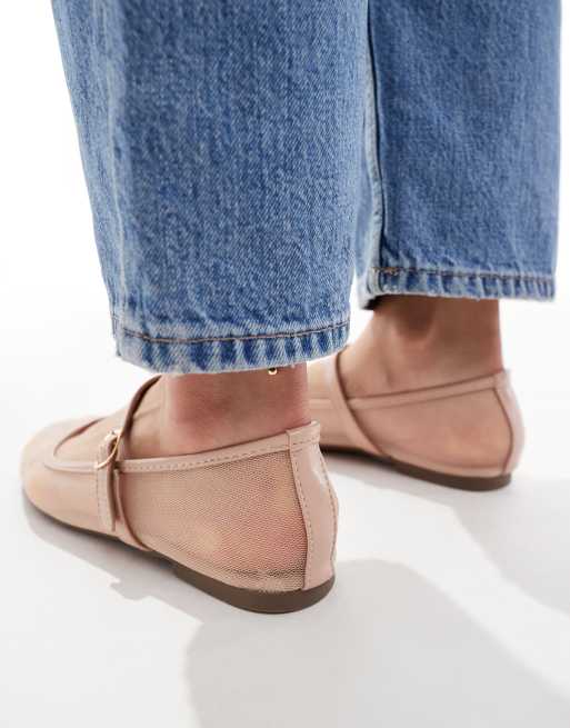 SEQWL Picanto mesh detail ballerina flats in beige | ASOS