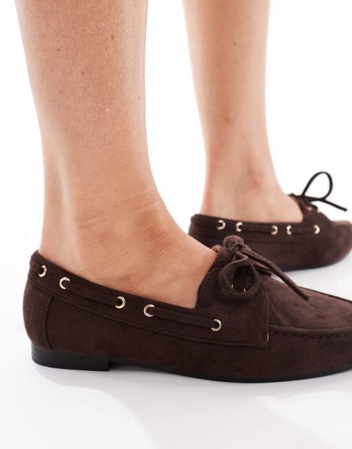 SEQWL Picnic boat shoes in chocolate