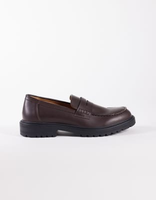 Pier chunky loafer in distressed burgundy PU