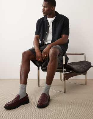  Pier chunky loafer with woven upper in burgundy