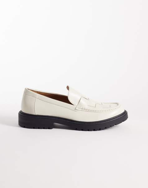 SEQWL Pier chunky loafers with woven upper in off white - view 1