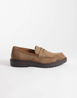 Seqwl Pier Faux Suede Chunky Loafers In Neutral