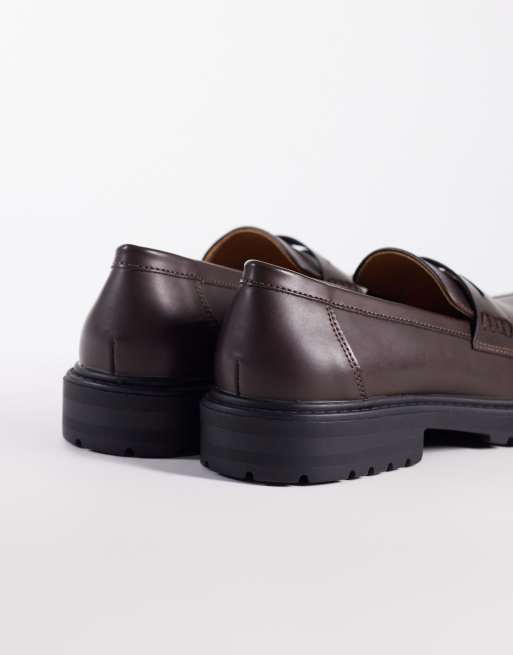 SEQWL – Pier – Loafer aus Kunstleder in Burgunderrot mit Used-Optik und dicker Sohle, 4 von 4