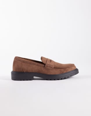 Pier - Loafer in Braun mit Mikrostruktur und dicker Sohle-Brown Brown 46