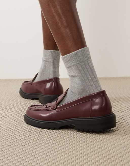 SEQWL – Pier – Loafer in Burgunderrot mit Obermaterial in Flechtoptik und dicker Sohle, 5 von 5