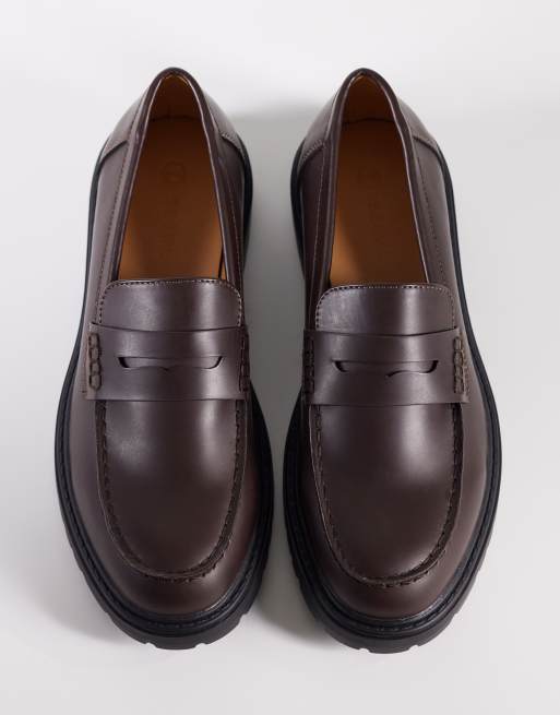 SEQWL - Pier - Mocassini con suola spessa in similpelle PU bordeaux invecchiato, 3 di 4
