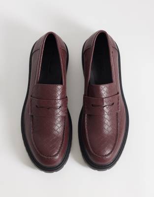 Seqwl Pier Woven Chunky Loafers In Red