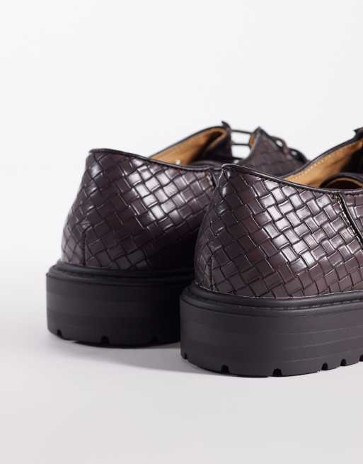 SEQWL Pier woven lace up shoe in brown , 4 of 4