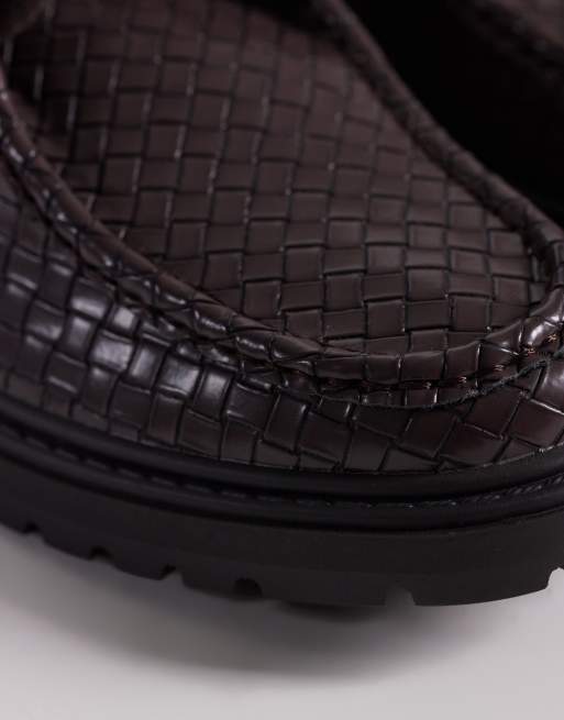 SEQWL Pier woven lace up shoes in brown , 3 of 4