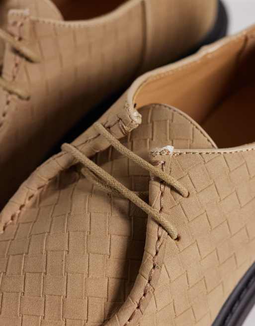 SEQWL Pier woven lace up shoes in taupe faux suede, 2 of 4