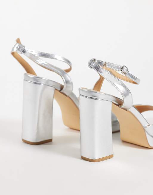 SEQWL platåsandal med blockklack i silver, 4 av 4