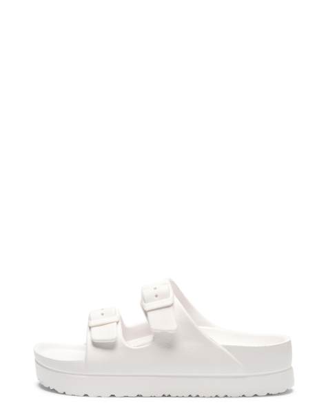 SEQWL Platform flat sandals with buckle in white - view 1