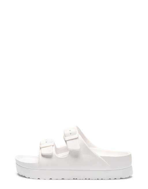 SEQWL Platform flat sandals with buckle in white