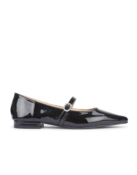 SEQWL Point toe ballets shoes with buckle closure in black - view 1