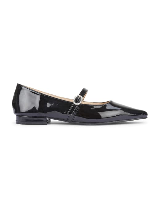 SEQWL Point toe ballets shoes with buckle closure in black, 3 of 5