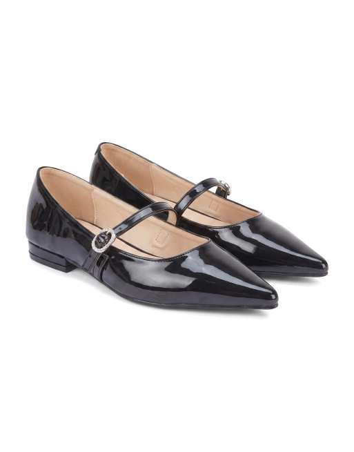 SEQWL Point toe ballets shoes with buckle closure in black, 5 of 5