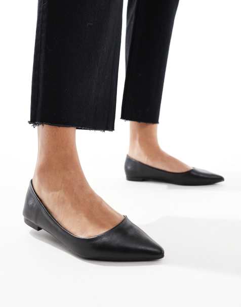 SEQWL pointed ballet flats in black PU - view 1