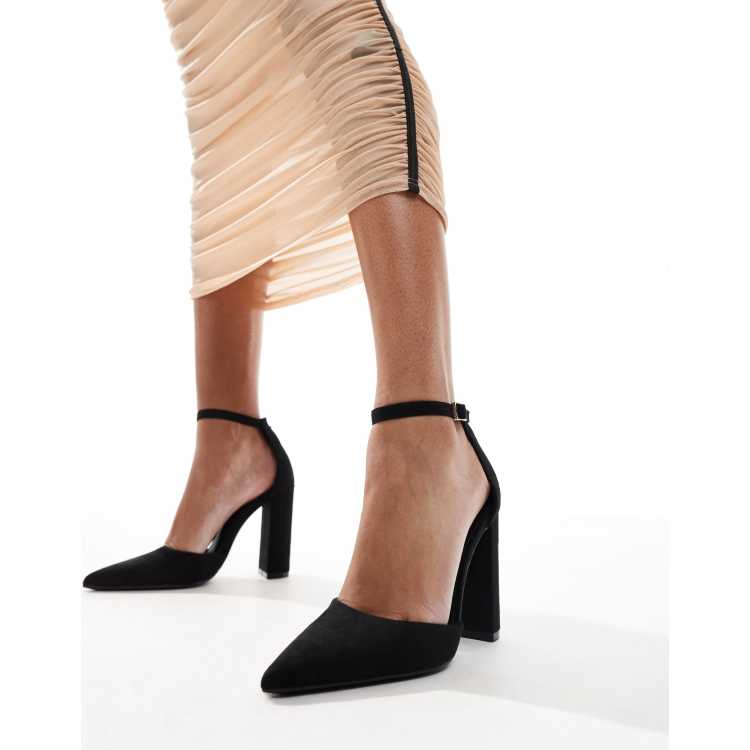 SEQWL pointed block heel shoes in black