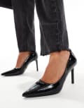 [SEQWL] SEQWL pointed court shoes with stiletto heel in black patent 40 Black Patent