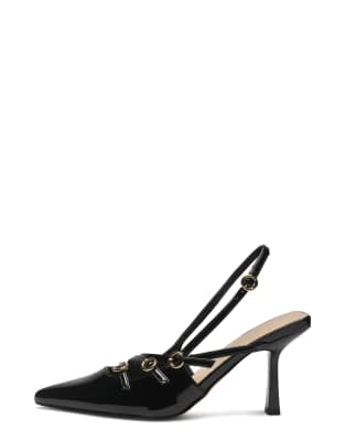  Pointed toe kitten heel sandals with buckle 