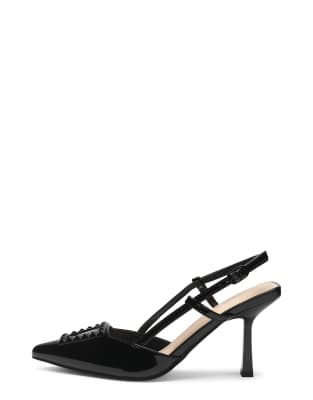  Pointed toe kitten heel slingback sandals 