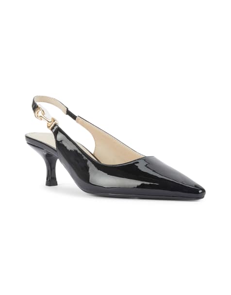 SEQWL Pointed toe kitten heel slip-on slingback shoes in black - view 1