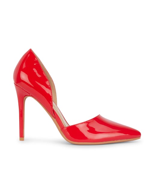 SEQWL Pointed toe pumps dress shoes with stiletto high heel in red, 3 of 5
