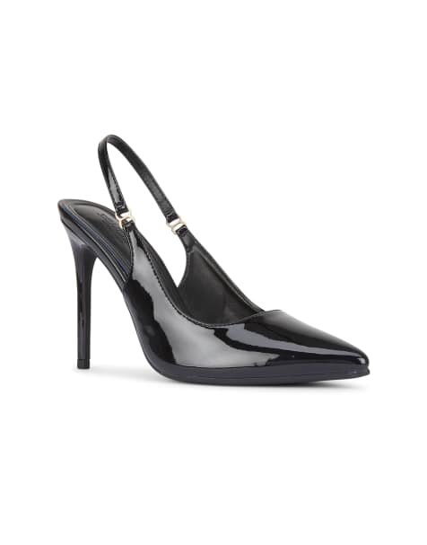 SEQWL Pointed toe slingbacks high stiletto heel pump shoes in black - view 1