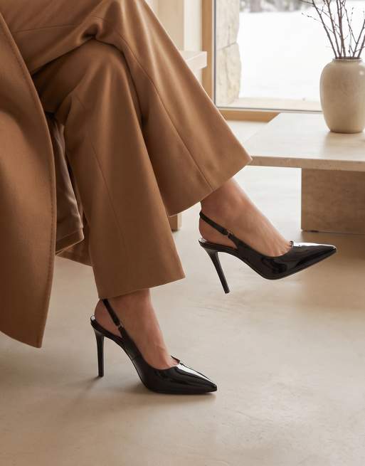 SEQWL Pointed toe slingbacks high stiletto heel pump shoes in black, 2 of 5