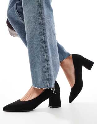 pointy toe block heeled shoes in black