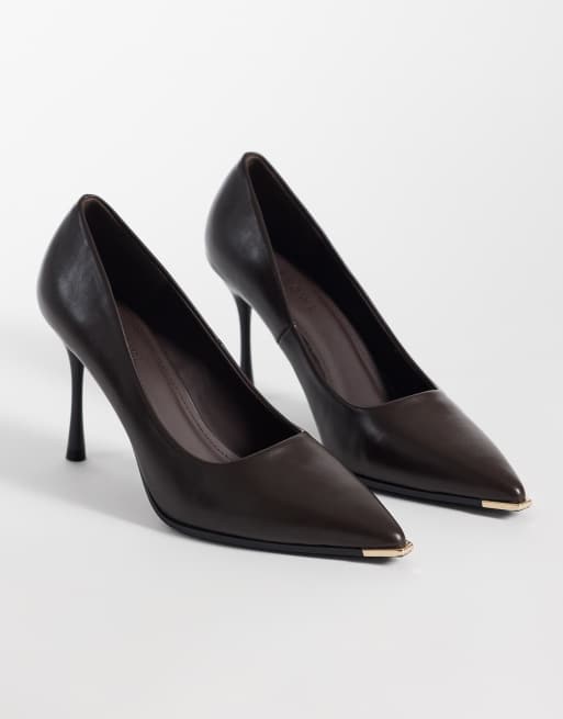 SEQWL pumps with gold detail in brown, 2 of 4