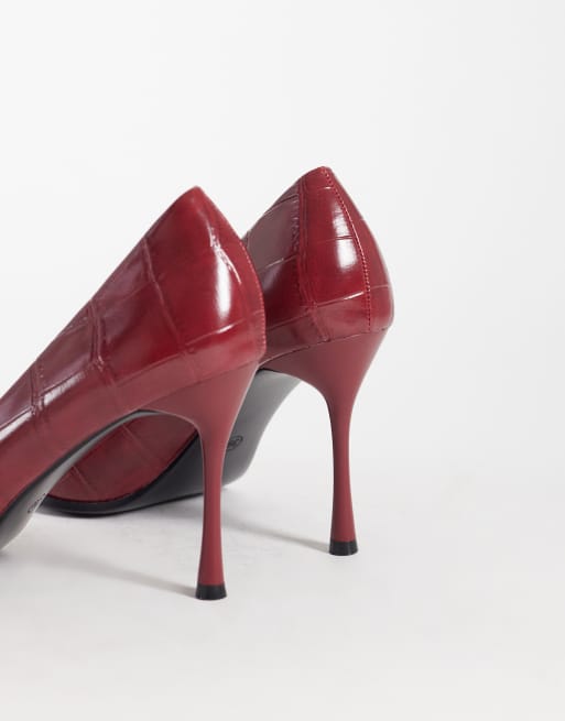 SEQWL pumps with gold detail in burgundy croc, 3 of 4