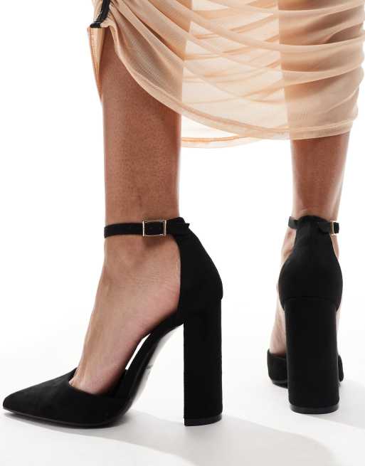 SEQWL Puntige schoenen met blokhak in zwart ASOS