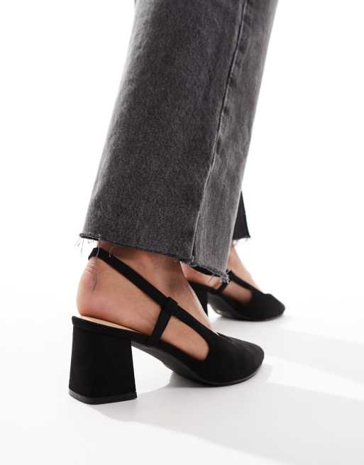 SEQWL - Puntige slingback-schoenen met blokhak en brede pasvorm in zwart, 3 van 4