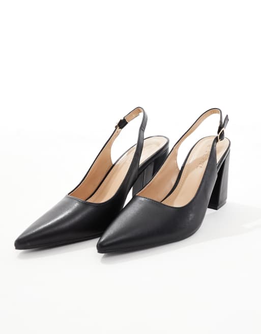 SEQWL - Puntige slingback-schoenen met blokhak en brede pasvorm in zwart, 3 van 4