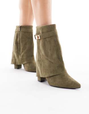 SEQWL - Ranger - Ankle Boots in Oliv mit Umschlag-Grün