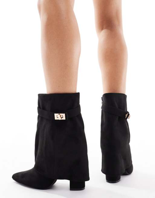 SEQWL Ranger fold over ankle boots in black