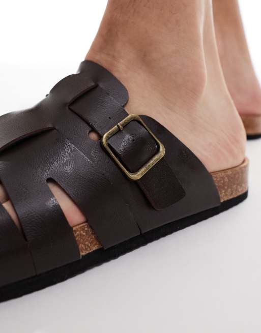 SEQWL - RB - Sandali stile pescatore marroni in pelle sintetica, 2 di 4
