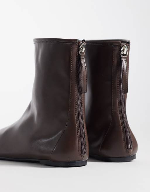 SEQWL refined ankle boots in brown, 4 of 4