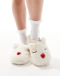 [SEQWL] SEQWL reindeer slippers in cream-White S Cream