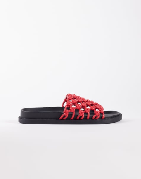 SEQWL – Röda, vävda, platta sandaler - view 1