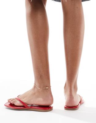 Seqwl Wide Fit Seqwl Rooney Wide Fit Thong Sandals In Red