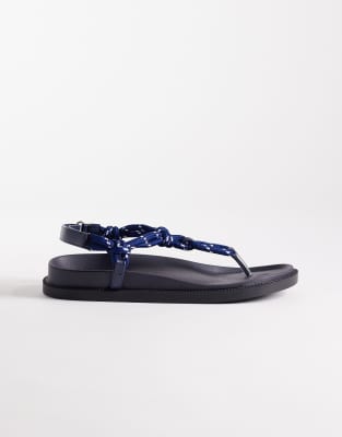Seqwl Rope Strap Thong Sandals In Blue