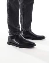 Bolongaro Trevor minimal lace up boots in black faux leather  display picture 3