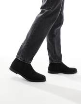  Design Men\'s Size 12 Chelsea 1/2  Boots Black Faux Suede ASOS DESIGN chelsea boots in black faux suede | ASOS main image 4