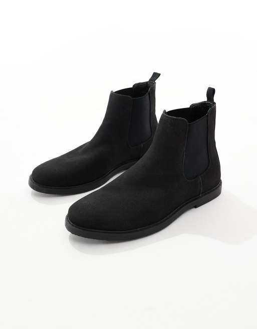 SEQWL round toe chelsea boots in faux suede black