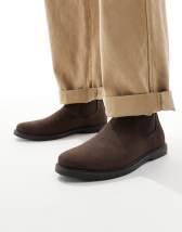 SEQWL round toe chelsea boots in faux suede black